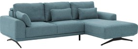 Goossens Excellent Bank Princess blauw, stof, 3-zits, elegant chic met chaise longue rechts