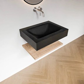 Zaro Alan badmeubel 60cm met planchet washed oak en vrijhangende wastafel cloud midden zonder kraangat urban