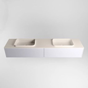 Mondiaz Erin 200cm badmeubel Cale met 2 lades en beige wastafel dubbel zonder kraangaten