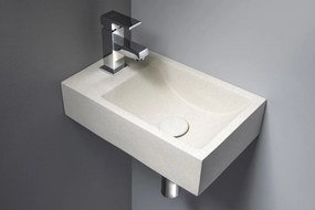 Fontana Crest toiletmeubel ribbelfront mat zwart 40x22cm met beige fontein links