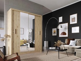 Kledingkast Cirdelu 104, San Remo eik, 215x180x60cm, 162 kg, Kledingkast deuren: Schuivend, Aantal planken: 5, Aantal planken: 5