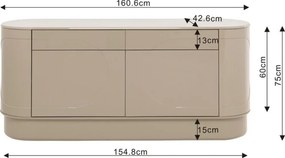 Beige Retro Dressoir - 160x42x75cm.