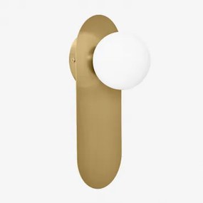 Badkamerwandlamp In Roestvrij Staal En Nacariel-glas ↑30 Cm & Goud - Sklum