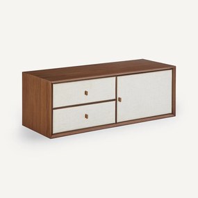TV-meubel, B110 x D42 cm, walnootfineer en stof, ARCHIVITA XL