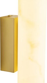 Japandi wandlamp messing en alabaster incl. LED 3-staps dimbaar - Josephine