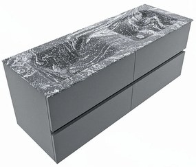 Mondiaz Vica DLux badmeubel 130cm plata 4 lades met wastafel lava dubbel zonder kraangat