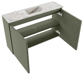 Mondiaz Ture DLux toiletmeubel 80cm army met wastafel glace midden met kraangat