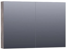 BRAUER Plain Spiegelkast - 100x70x15cm - 2 links/rechtsdraaiende spiegeldeuren - MFC - grey Canyon SK-PL100GC