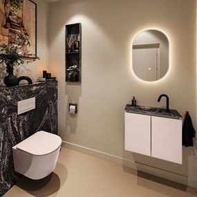 Mondiaz Ture DLux toiletmeubel 60cm rosee met wastafel lava midden met kraangat