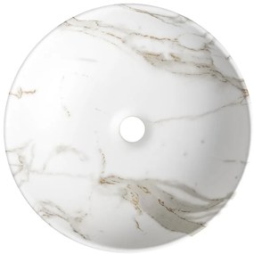 Sapho Rondane keramische waskom 41x41cm wit marmer