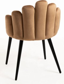 Set 4 Hand Fluwelen Stoelen Zwarte Poten