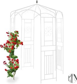 Rozenboog - paviljoen - rozenpaviljoen - metaal - rankhulp - decoratie - tuin wit