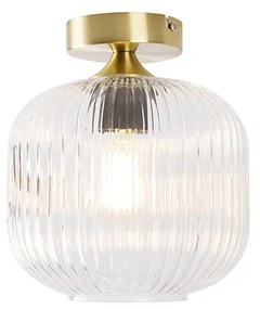 Art Deco plafondlamp messing met helder glas - Karel