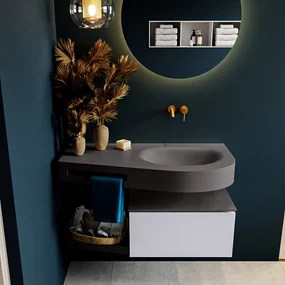 Mondiaz Riva badmeubel 100cm Cale met 1 lade en wastafel rechts 0 kraangaten Dark Grey