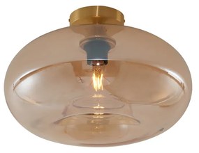 Art Deco plafondlamp messing met amber glas 40cm - Busa Art Deco E27 rond Binnenverlichting Lamp