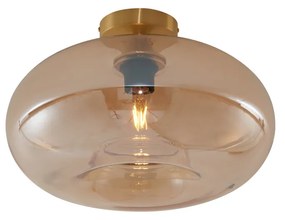 Art Deco plafondlamp messing met amber glas 40cm - Busa