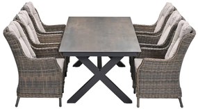 Garden Impressions Marbella tuinset 7-delig havanna sand - Sintra tuintafel 240x100 cm