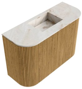 Mondiaz Joya DLux 65cm toiletmeubel ronding links/rechts oak met wastafel faye midden zonder kraangat frappe
