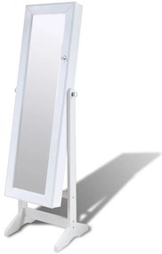 vidaXL Sieradenkast met spiegeldeur en LED-lamp (wit)