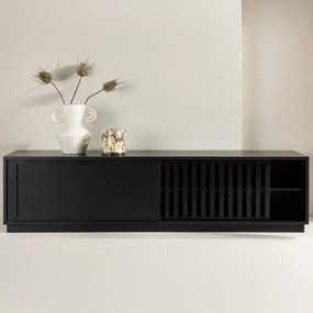 TV Meubel Met Schuifdeur Zwart - 180x40x45cm.