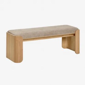 Rubberwood En Fineer Bank Lofren ↔︎ 120 Cm & Natuurlijk Hout & Mokka Bruine Stof - Sklum