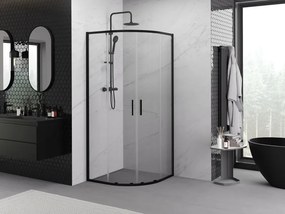 Mexen Exo-S Duo half rondeglide douchecabine 90 x 90 cm, transparant, zwart - 8132-090-090-70-00