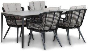 Tuinset 4 personen 180 cm Wicker/Aluminium/Aluminium/wicker Zwart Coco Azzano/Gianna