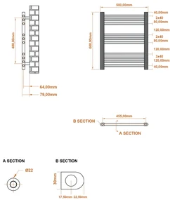 Eastbrook Wingrave handdoekradiator 50x60cm grijs mat 309W