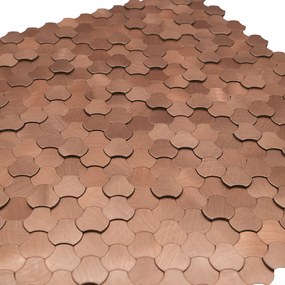 Zelfklevende Mozaïektegels Metaal | Driepas 3D Koper | 30,5×29,6 cm | Keuken, Bad &amp; WC