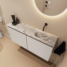 Mondiaz Ture DLux toiletmeubel 100cm linen met wastafel glace rechts zonder kraangat