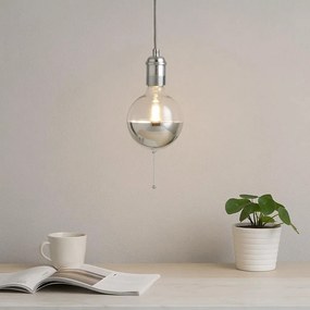 Byron antiek zilver hanglamp – pendel aluminium E27 textielkabel 500 cm