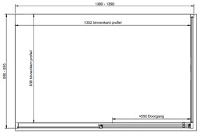 van Rijn ST06 douchecabine met 140cm softclose deur en rookglas matzwart 140x90cm