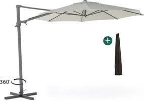 + 10% kassakorting | Parasol Shadowline Francisco | Inclusief hoes | Rond | 330cm | Met draaihendel | Grijs/Antraciet | Kees Smit Tuinmeubelen