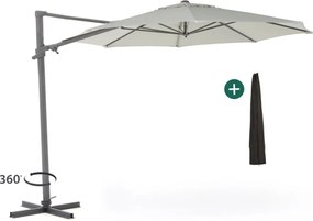 Parasol Shadowline Francisco | Inclusief hoes | Rond | 330cm | Met draaihendel | Grijs/Antraciet  | Kees Smit Tuinmeubelen