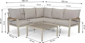 Hoek loungeset 5 personen Aluminium Taupe  Domani Furniture Leaf