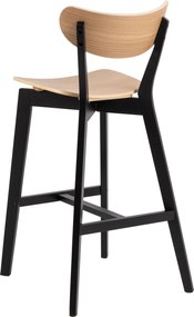ROXY Natuurlijk Eiken / Zwart Onderstel – HOUTEN BARSTOEL VOOR KEUKEN, WOONKAMER EN RESTAURANT IN RETROSTIJL