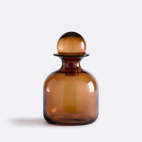 Decoratieve amberkleurige glazen fles H28 cm Nemia