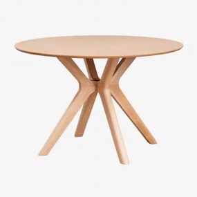 Ronde Eettafel Ø120 Cm In Mdf En Arnaiz Rubberhoutfineer Natuurlijk Hout - Sklum