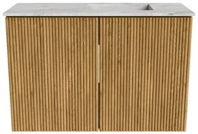 Mondiaz Joya DLux 60cm toiletmeubel oak met wastafel faye rechts 1 kraangat glace