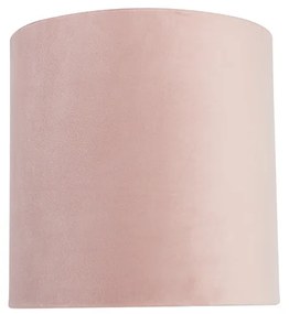 Stoffen Velours lampenkap roze 20/20/20 met gouden binnenkant cilinder / rond