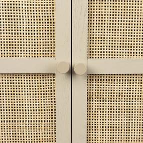 Beige Wandkast Met Rotan Deuren - 80x38x100cm.