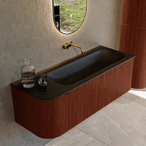 Mondiaz Kurve 125cm badmeubel ronding links ruby met 1 lade en deur en wastafel big medium rechts zonder kraangat urban