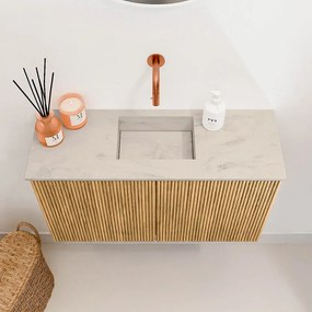 Mondiaz Joya DLux 70cm toiletmeubel oak met wastafel faye midden zonder kraangat opalo