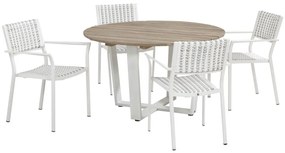 4 Seasons Outdoor | Piazza diningset cricket tafel rond  Tuintafel    houtkleur weerbestendig