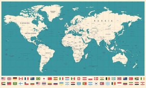 Kaart World Map and Most Popular Flags, dikobraziy