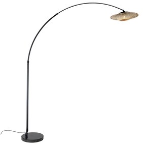 Moderne booglamp zwart oosterse kap met bamboe 50 cm - XXL Rina