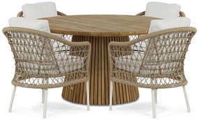 Tuinset Ronde Tuintafel 140 cm Aluminium/wicker Taupe 4 personen Coco Bali/Fungo