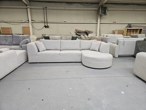 PEPP Interiors Jazz Taupe Hoekbank Met Ronde Chaise Longue Rechts