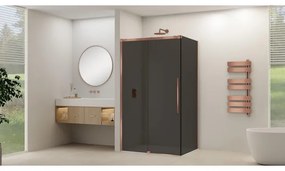 Van Rijn Products ST09 Schuifdeur tbv hoekcabine - 140x200cm - grijs rookglas - soft-close - Koper Geborsteld ST09350140GRSC