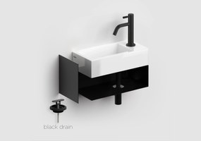 Clou Flush 3 keramische fontein wit glans met open kast en Freddo toiletkraan zwart mat